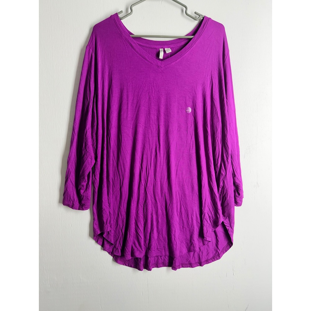 Cato Purple V-Neck Long Sleeve Tunic Top Plus Size 18/20W Magenta Relaxed Fit